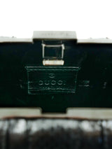 Gucci Gunmetal Snakeskin Box Clutch Accessory arcadeshops.com