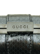 Gucci Gunmetal Snakeskin Box Clutch Accessory arcadeshops.com