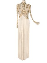 Bob Mackie Fully Beaded Illusion Bodice Gown Dress arcadeshops.com