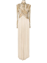 Bob Mackie Fully Beaded Illusion Bodice Gown Dress arcadeshops.com
