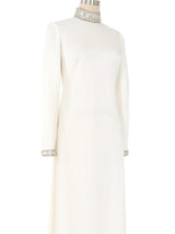 Crystal Accented Open Back Jersey Gown Dress arcadeshops.com
