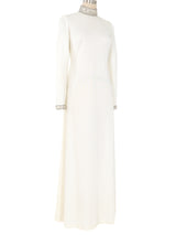 Crystal Accented Open Back Jersey Gown Dress arcadeshops.com