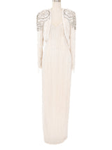 Stephen Yearick Beaded Gown and Fringed Jacket Ensemble Dress arcadeshops.com