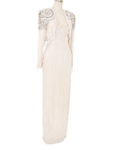 Stephen Yearick Beaded Gown and Fringed Jacket Ensemble Dress arcadeshops.com