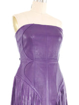 2023 Versace Purple Leather Fringe Dress Dress arcadeshops.com