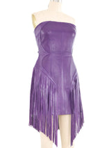 2023 Versace Purple Leather Fringe Dress Dress arcadeshops.com