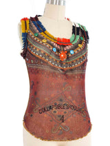 1994 Jean Paul Gaultier Shisha Mirror Embroidery Print Mesh Top