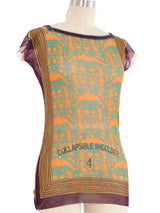 Jean Paul Gaultier Multi Print Square Neck Mesh Top
