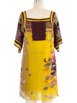Jean Paul Gaultier Butterfly Printed Mesh Mini Dress