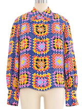 1970s Valentino Crochet Printed Skirt Ensemble Suit arcadeshops.com