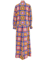 1970s Valentino Crochet Printed Skirt Ensemble Suit arcadeshops.com