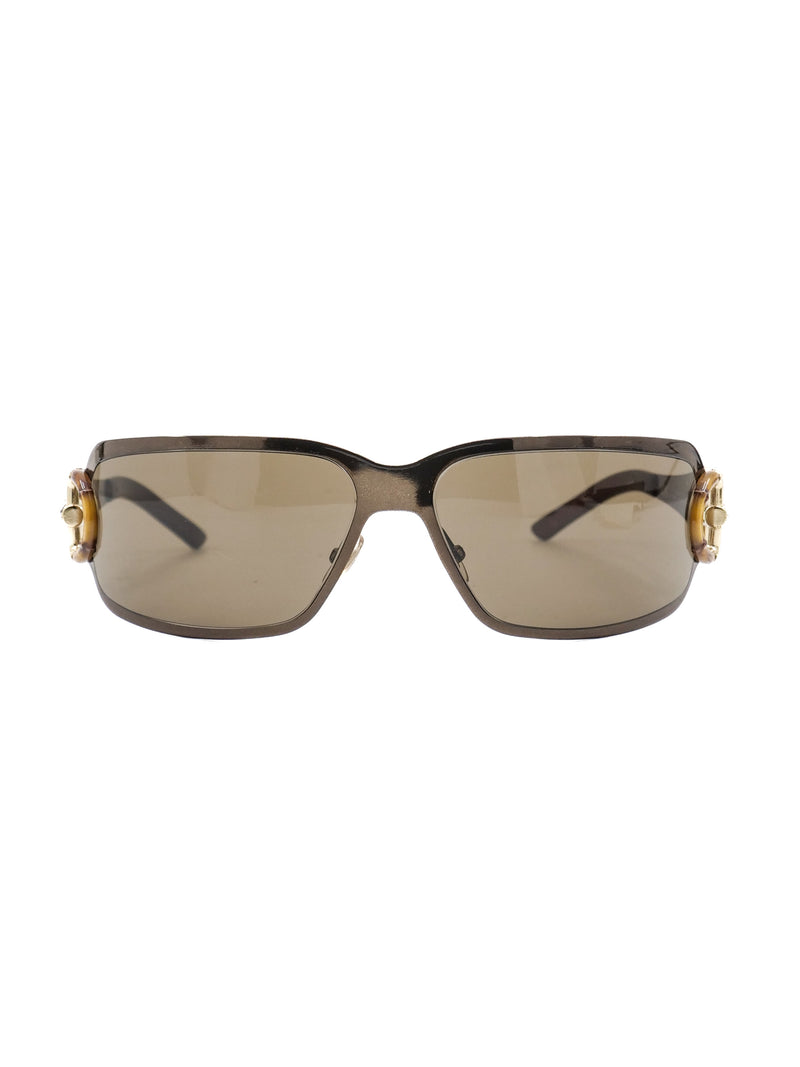 Gucci Bamboo Accented Wraparound Sunglasses