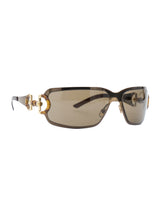 Gucci Bamboo Accented Wraparound Sunglasses