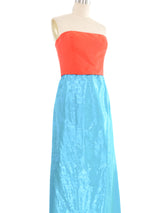Jean Paul Gaultier Turquoise and Coral Strapless Gown Dress arcadeshops.com