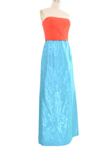 Jean Paul Gaultier Turquoise and Coral Strapless Gown Dress arcadeshops.com