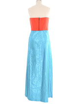 Jean Paul Gaultier Turquoise and Coral Strapless Gown Dress arcadeshops.com