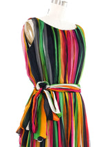 Galanos Multicolor Chiffon Watercolor Stripe Dress Dress arcadeshops.com