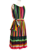 Galanos Multicolor Chiffon Watercolor Stripe Dress Dress arcadeshops.com