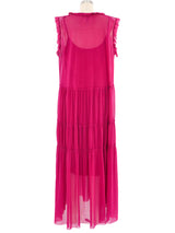 Fuzzi Fuchsia Tiered Mesh Dress Dress arcadeshops.com