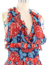 Valentino Floral Chiffon Halter Top Top arcadeshops.com