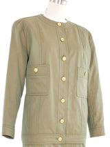 Chanel Khaki Green Military Inspired Skirt Suit Suit arcadeshops.com