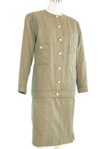 Chanel Khaki Green Military Inspired Skirt Suit Suit arcadeshops.com