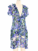 Roberto Cavalli Silk Cut Out Floral Mini Dress Dress arcadeshops.com