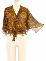 Jean Paul Gaultier Soleil Tribal Print Mesh Wrap Top Top arcadeshops.com