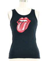 Chrome Hearts Rolling Stones Leather Patch Tank Top arcadeshops.com