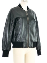 Chain Accented Leather Bomber