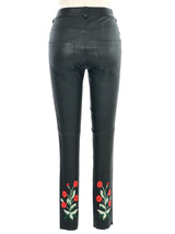 Gucci Embroidered Leather Skinny Trousers