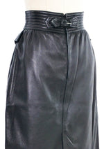 Ungaro High Waist Leather Skirt