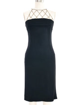 Paco Rabanne Chain Accented Black Dress