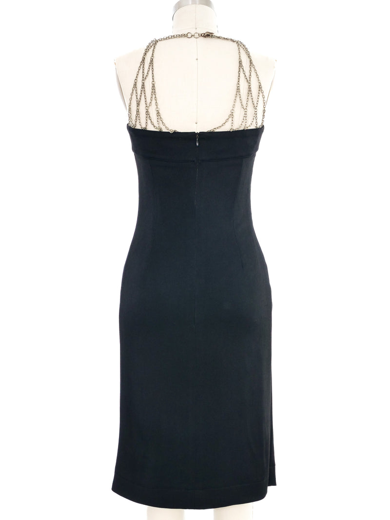Paco Rabanne Chain Accented Black Dress
