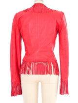 2002 Gianni Versace Fringed Red Leather Jacket