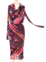 Fuzzi Floral Cowl Neck Dress
