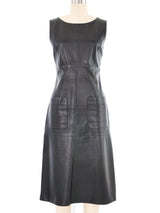 Chanel Black Leather Sleeveless Dress