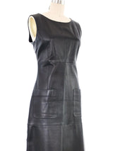 Chanel Black Leather Sleeveless Dress