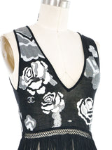 Chanel Fringed Camelia Applique Sleeveless Top Top arcadeshops.com