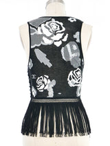 Chanel Fringed Camelia Applique Sleeveless Top Top arcadeshops.com