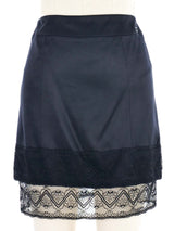 2003 Chanel Lace Trimmed Satin Skirt Bottom arcadeshops.com