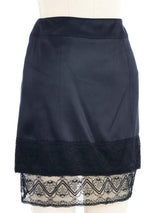 2003 Chanel Lace Trimmed Satin Skirt Bottom arcadeshops.com