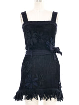 Chanel Black Tweed Crochet Fringed Mini Dress Dress arcadeshops.com
