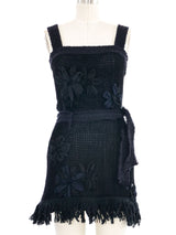 Chanel Black Tweed Crochet Fringed Mini Dress Dress arcadeshops.com