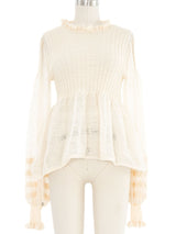 Chanel Knit Peasant Sleeve Top Top arcadeshops.com