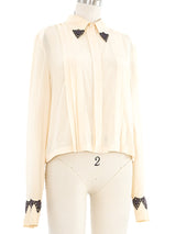 2002 Chanel Pointed Collar Silk Tuxedo Top Top arcadeshops.com