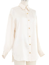 Chanel Ivory Silk Button Up Shirt Top arcadeshops.com