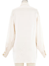 Chanel Ivory Silk Button Up Shirt Top arcadeshops.com