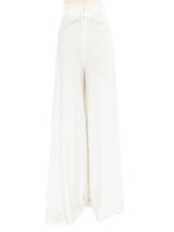 1970s White Micro Polka Dot Wide Leg Trousers Bottom arcadeshops.com
