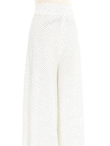 1970s White Micro Polka Dot Wide Leg Trousers Bottom arcadeshops.com